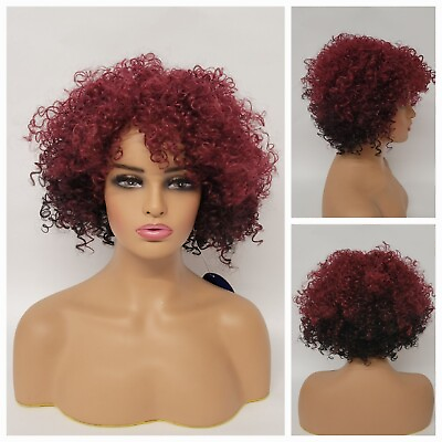 #ad Sexy Curly Short Wig Burgandy Ombre Layered Natural Daily Fashion #LIONA SEPIA $26.95
