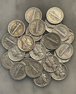 #ad Lot of 25 Mercury Dimes 1 2 Roll 90% Silver CHOOSE HOW MANY LOTS OF 25 COINS $67.95