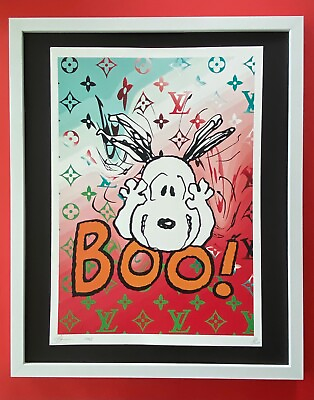 #ad Death NYC Large Framed 16x20in Scarce Pop Art Hand Signed COA Snoopy Schultz Boo $250.00