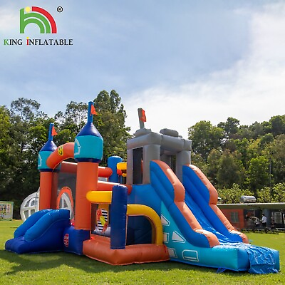 #ad Castle Bounce House with Two Slides w Blower Inflatable Bouncer Castle For Kids $1296.89
