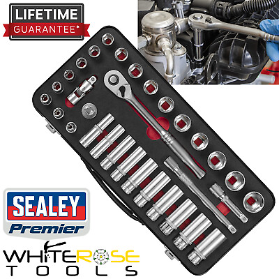 #ad Sealey Socket Set 3 8quot;Sq Drive 32pc Premier Platinum Series GBP 62.00