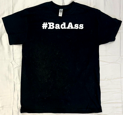 #ad GILDAN Men#x27;s Black #Badass Be Relentless Graphic Tee Shirt Sz Medium NWOT $11.99