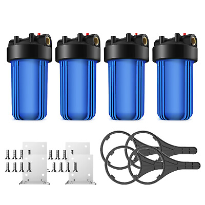 #ad 4Pack 10 Inch Big Blue Whole House Water Filter Housing for 4.5quot; x 10quot; Cartridge $99.99