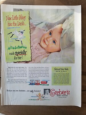 #ad 1951 Gerber baby food now little Mary has the lamb vintage ad $5.99