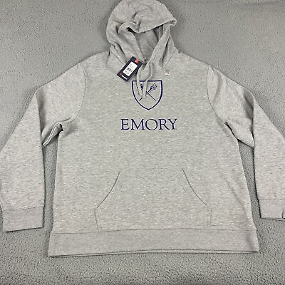 #ad Emory Eagles Hoodie Men 2XL Gray Long Sleeve Drawstring Pullover Cotton Fanatics $29.99