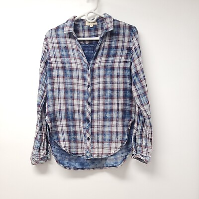 #ad Anthropologie Cloth amp; Stone Womens Plaid Long Sleeve Button Down Shirt Size S $19.99