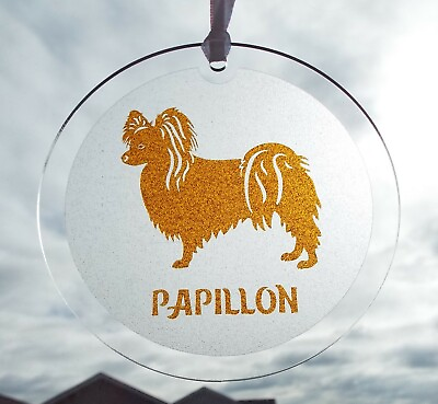 #ad Papillon Round Acrylic Disk Ornament Tree Ornament Window Wall Decor 4In. $14.00