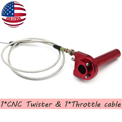 #ad 1x Red CNC 7 8quot; Motorcycle Handbar Throttle Turn Grip Twist Cable Scooter ATV US $20.60