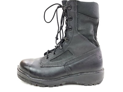 #ad Belleville Black Leather Combat Boots Mens Size 5 W ASTM F 2413 05 Steel Toe  $59.95