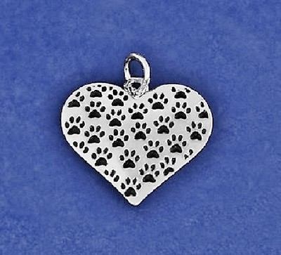 #ad Paw Prints Charm Pawprints Pendant Cat Dog Lover PET RESCUE Sterling Silver Pl $3.75