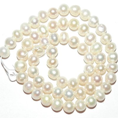 #ad NP353 White 5mm Semi Round Cultured Freshwater Pearl Gemstone Beads 14quot; $13.50