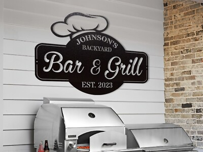 #ad Personalized Backyard BBQ Metal Wall ArtBbq Metal SignCustom Family Name Sign $113.99