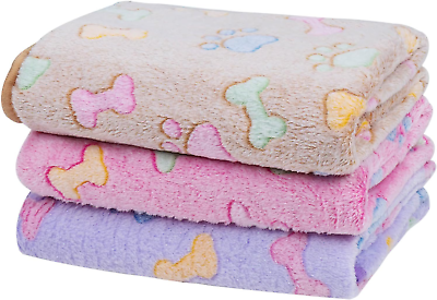 #ad 1 Pack 3 Dog Blanket Soft Fluffy Fleece Blanket for Small Medium and Large Dogs $17.34