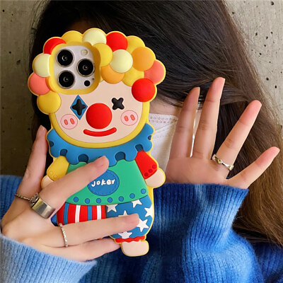 #ad New Cute 3D Cartoon Joker Clown Silicone Case Cover For 11 12 13 14Pro Max $10.98