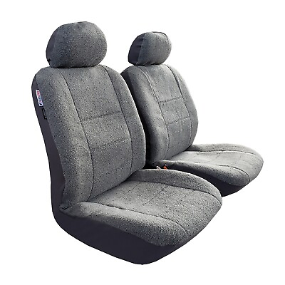 #ad For Dodge Journey Car Seat Covers Front Set Warm Soft Grey Faux Sheepskin Plush $52.63