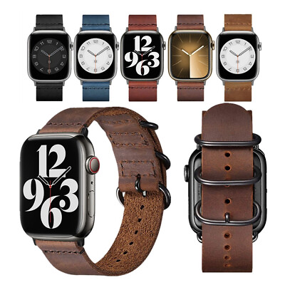 #ad For Apple Watch Ultra 2 49mm Band Series 9 8 7 6 5 45mm 41 Vintage Leather Strap $13.99