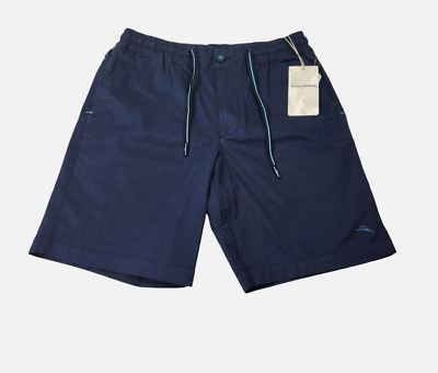 #ad $79.50 Tommy Bahama Oceanside Poplin Elastic Waist Shorts Cotton Ocean Deep M $59.98