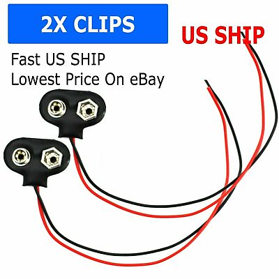 #ad #ad New Pack of 2x 9V Battery Connector Snap Clip Wire Connector Lead Holder T Type $1.76