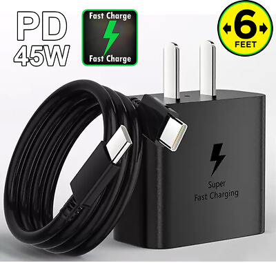 #ad 45W PD Super Fast Wall Charger USB C Type C Cable For Samsung Galaxy S23 S22 S21 $3.89