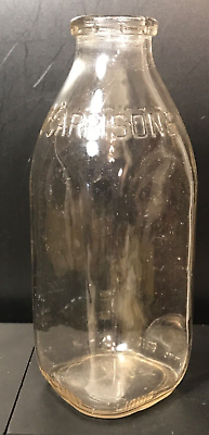 #ad VTG DOUGLAS CLEAR Glass Milk Bottle HARBISONS REG ONE QUART LIQUID $10.99