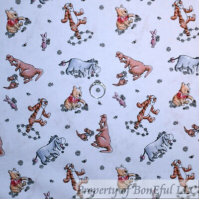 #ad BonEful Fabric FQ Cotton Quilt White Winnie the Pooh Tigger Eeyore Piglet Baby S $5.07
