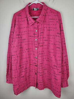 #ad Womens Button Top 32 4X Pink Shirt Embroidered Faux Suede Casual Plus Size $14.00
