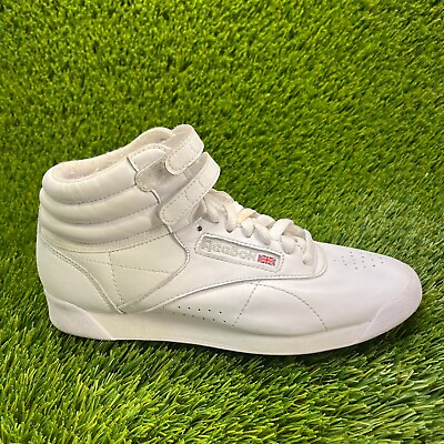 #ad Reebok Freestyle Hi Womens Size 6.5 White Athletic Casual Leather Shoes Sneakers $39.99