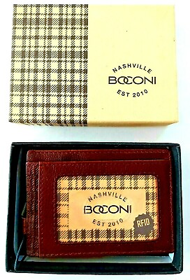 #ad BOCONI Stills RFID Leather I.D. Front Pocket Wallet Brown BRAND NEW $24.97