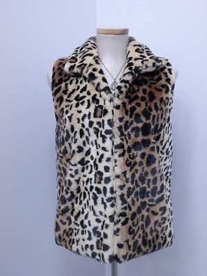 #ad NEW Vest Leopard Faux Fur Coat Jacket S Brown Women#x27;s 32806 $40.00