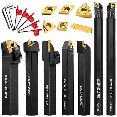 #ad Metal Lathe Cutting Tools 7PCS 1 2quot; Turning Holder Boring Bars with 7pcs In... $70.91