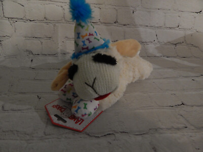 #ad Multipet Birthday Lamb Chop Dog Toy Blue Hat $9.99
