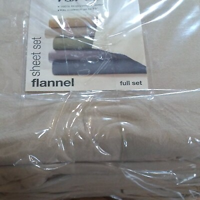 #ad JCP Home Flannel Full Sheet Set 100% Cotton Beige $49.99