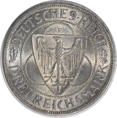 #ad 1930 F Germany Weimar 3 Mark KM70 AU Uncertified #234 $229.00