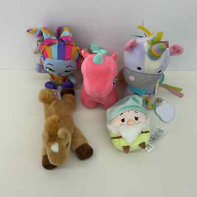 #ad Various Mixed Plush Dolls Disney Bashful Dwarf Aurora Brown Horse Pink Pony LOT $30.00