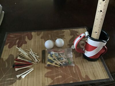 #ad Gift Mini Golf Bag Vintage Desk Novelty in White amp; Red Balls Marker Divet Fix $12.20