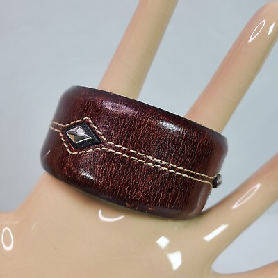 #ad Vintage Brown Leather Grunge Wrap Bracelet Band Handcrafted Unisex 8quot; $38.00