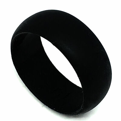 #ad Black Men Medical Flexible Hypoallergenic Gym Rubber Silicone Wedding Band Ring $11.70