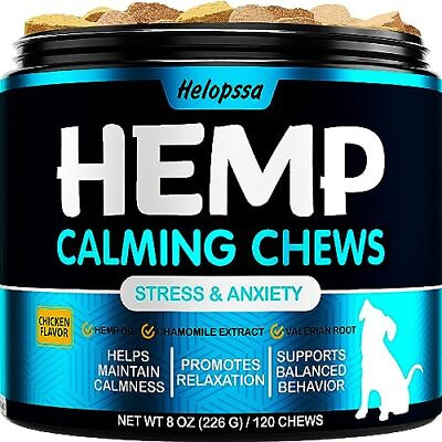 #ad Hemp Calming Chews For Dogs With Anxiety And Stress Dog Calming Treats Dog A $25.89