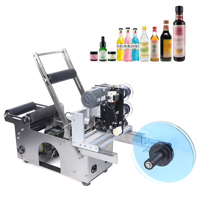 #ad Semi automatic Round Bottle Labeling Machine Production Date Marking Machine $479.75