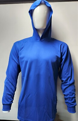 #ad BLUE Long Sleeve Safety Shirt With Hoodie Polyester Birdeye mesh Quick Dry $10.99
