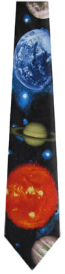 #ad Men#x27;s Navy Orange Blue Taupe Astronomy Necktie Planets Novelty Fun Ties $14.95