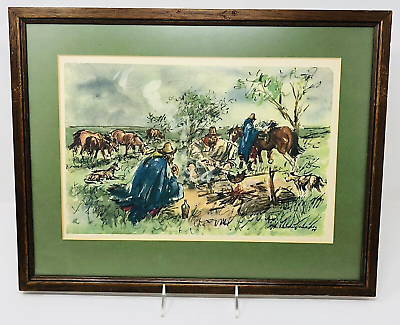 #ad Enrique Castells Capurro Framed Print Un Alto En El Camino Gaucho Latin Cowboys $69.12