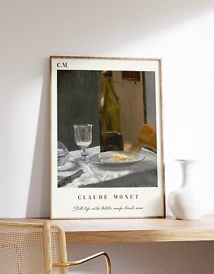 #ad Claude Monet Art Poster Still Life with Bottle Carafe Bread Wine Print $220.00