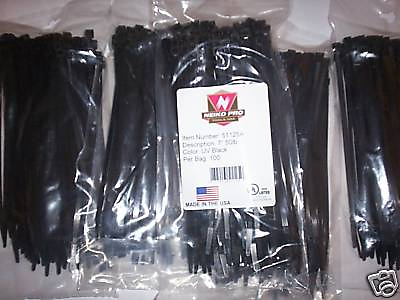 #ad 500 BLACK 7quot; NYLON WIRE CABLE ZIP TIES MADE IN USA $21.99