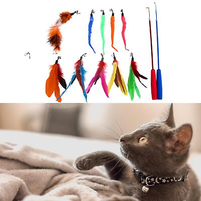 #ad Cats Feather Interactive Teaser Retractable Toys with 10 Refills Exercise $11.85