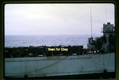 #ad USMC Truck on Navy Ship off Vietnam Coast in1968 war Kodachrome Slide aa 13 13a $9.99