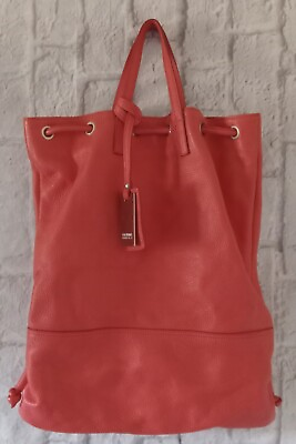 #ad Claudia Firenze Orange Leather Bag Backpack Tote $21.00
