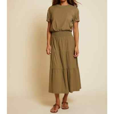 #ad Nation LTD Martine Short Sleeve Maxi Dress in Olive green Womens size small $84.54