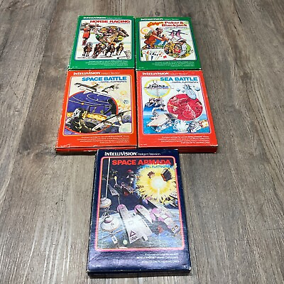 #ad Lot of 5 Intellivision Games Space Armada Space Battle Sea Battle Horse Racing $24.99