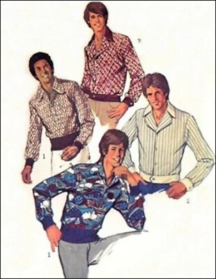 #ad Shirts Mens Vintage 70s UNCUT Sewing Patterns Simplicity CHOICE Sz 40 48 $6.99
